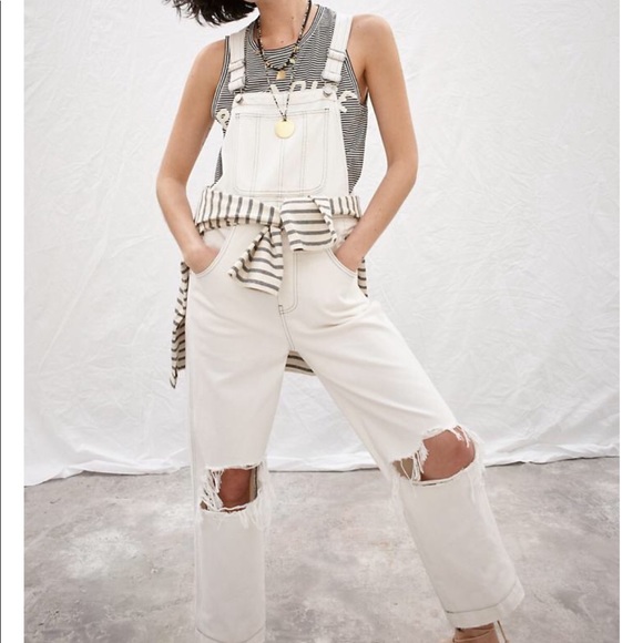 white denim overalls